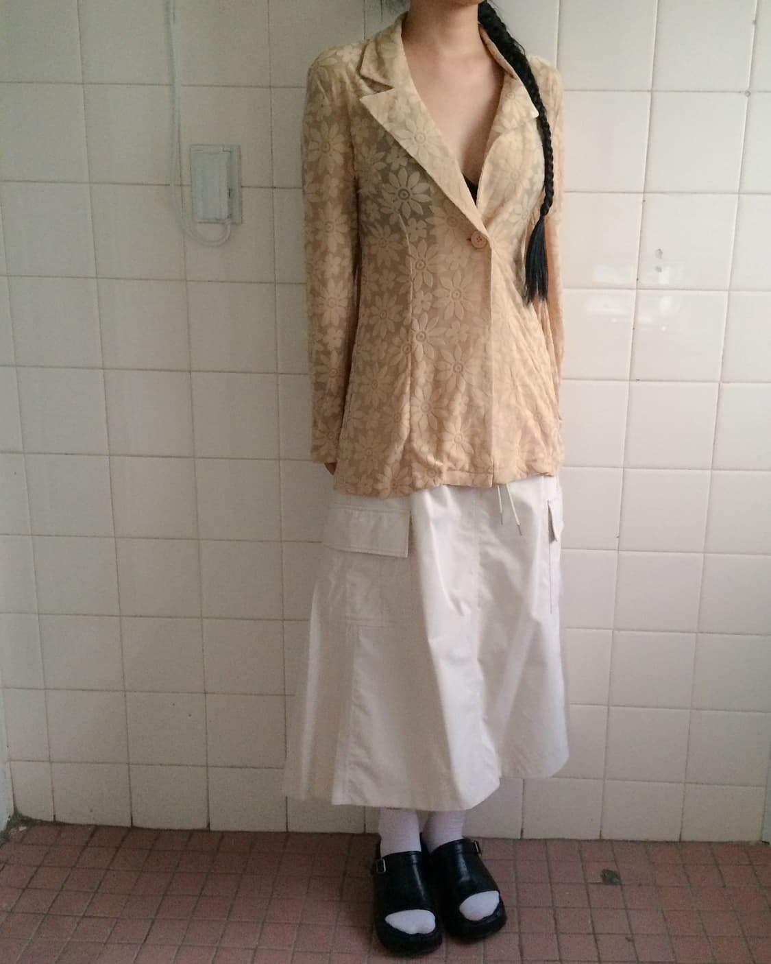 Flower pattern one button shirt 상품이미지1