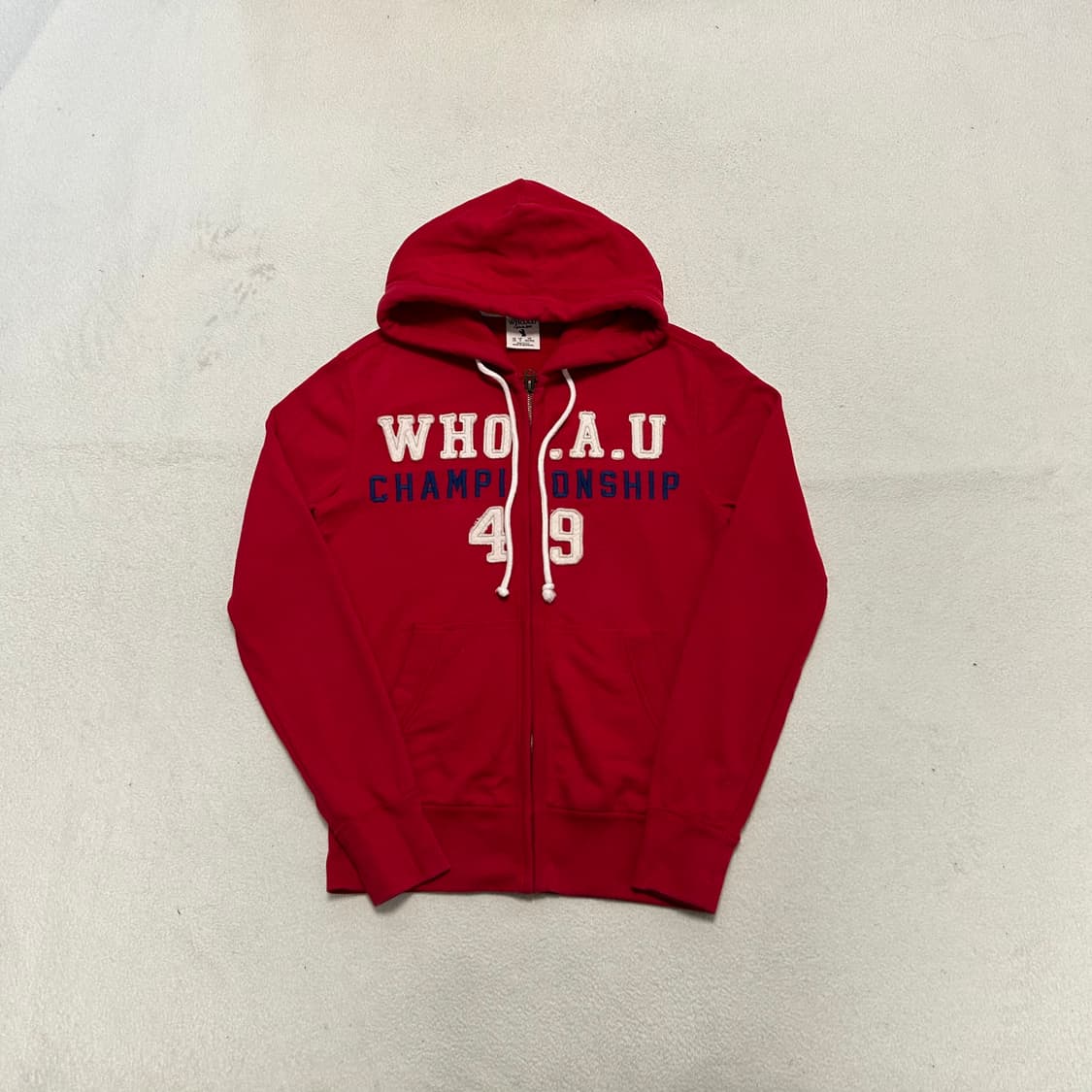 WhoAU Red Hoodie Zip-Up 상품이미지4