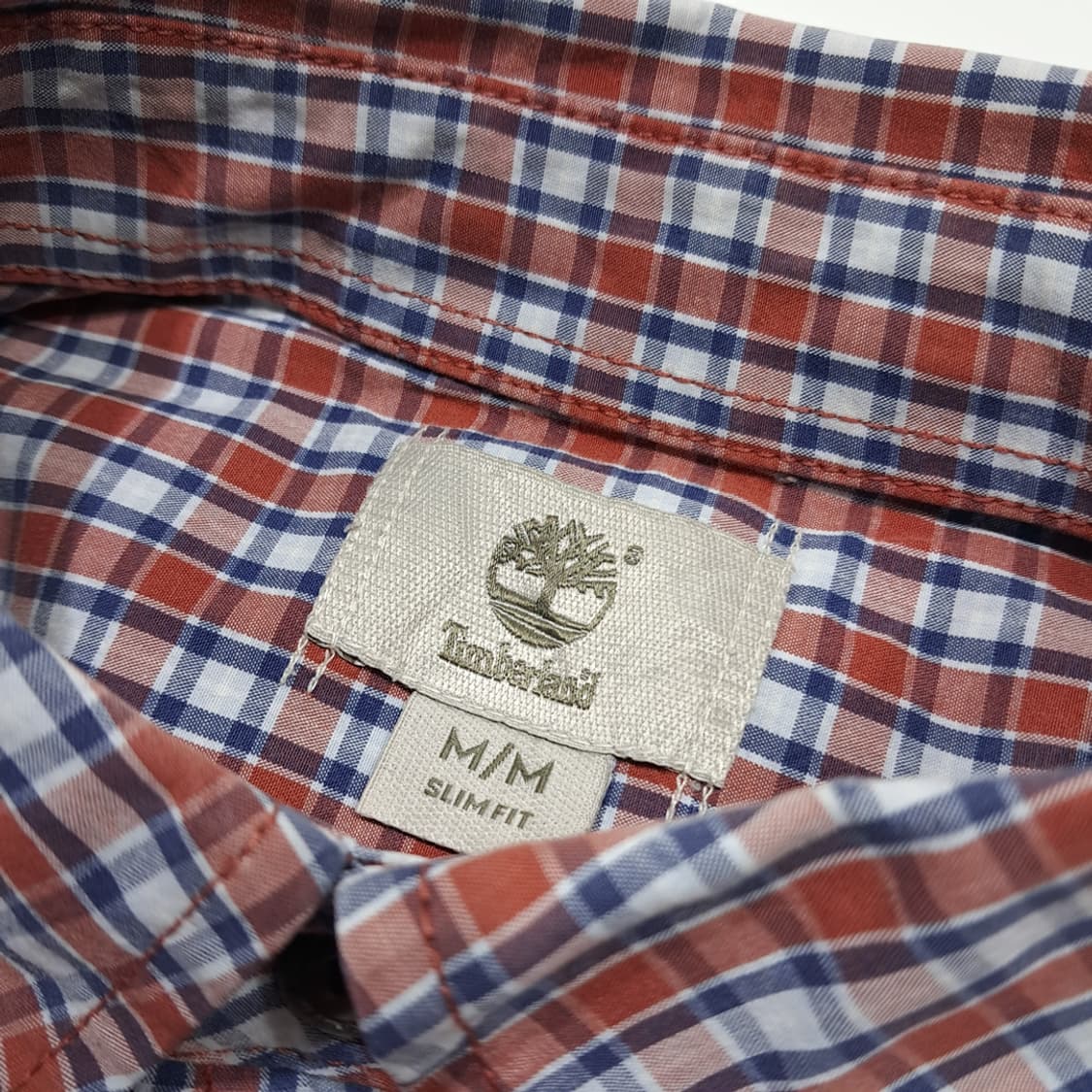 CL945 M 팀버랜드 슬림핏 클래식 체크 레드블루 셔츠 상품이미지3