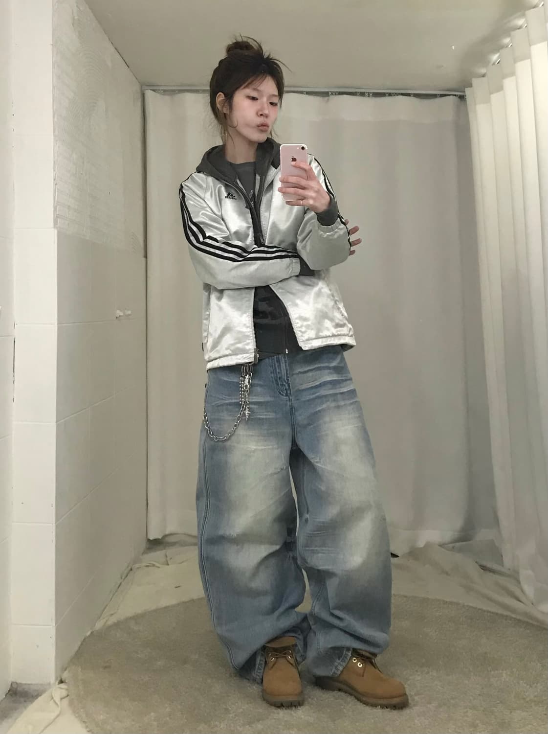 아디다스 실버 자켓 스트릿 펑크 힙 코디 세트 상품이미지1