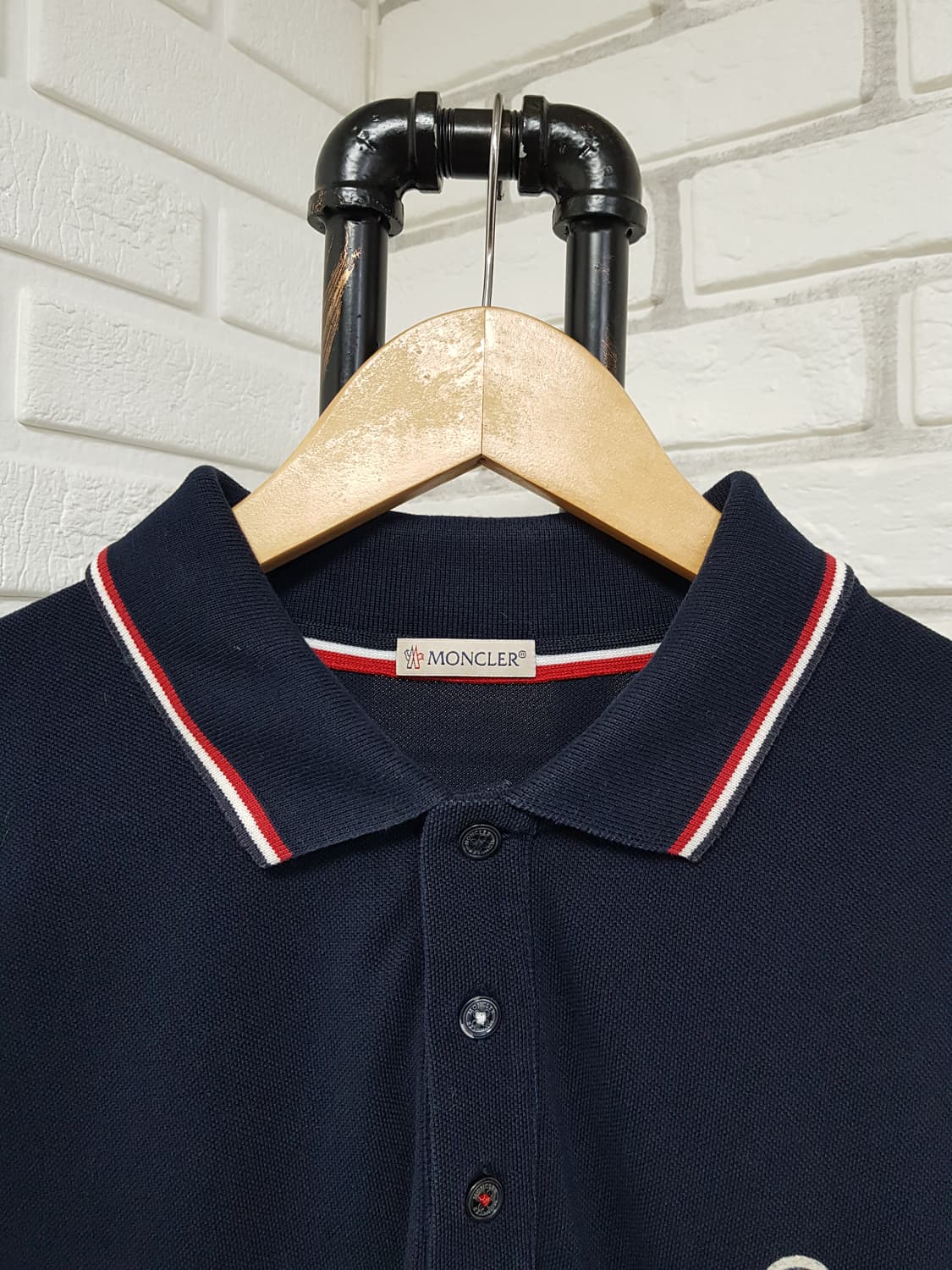 [xl/105/정품] 몽클레어 카라넥 긴팔티 네이비 상품이미지3