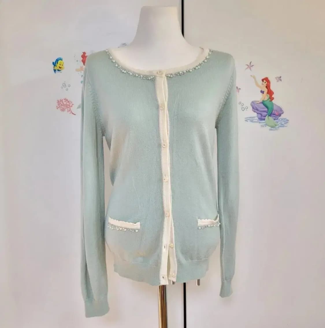 일본빈티지 민트색 간절기 얇은 가디건 상품이미지2