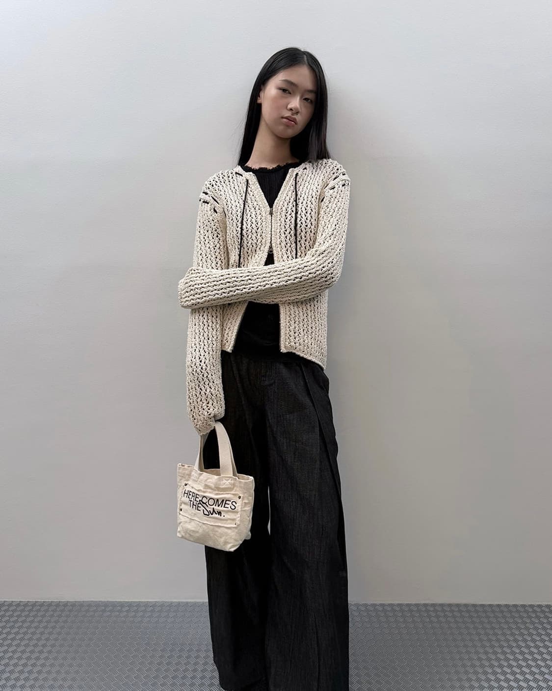 DIAGONAL NETTING TWO WAY ZIP UP 다이애그널 상품이미지3