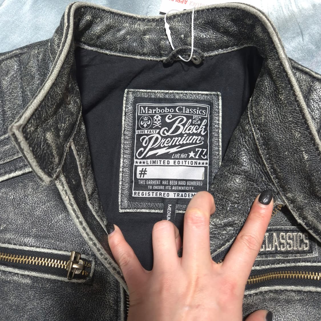 마르보보 클래식 스컬 인디언 레더 바이커 자켓 M 할인 상품이미지5