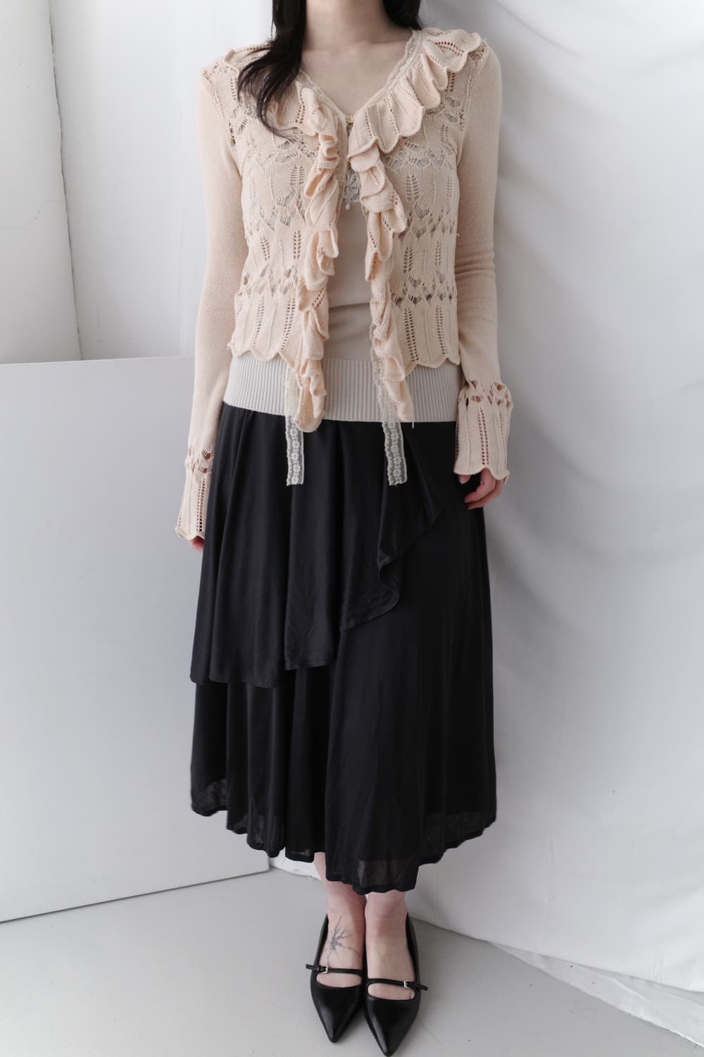 unbalanced shirring skirt 상품이미지4
