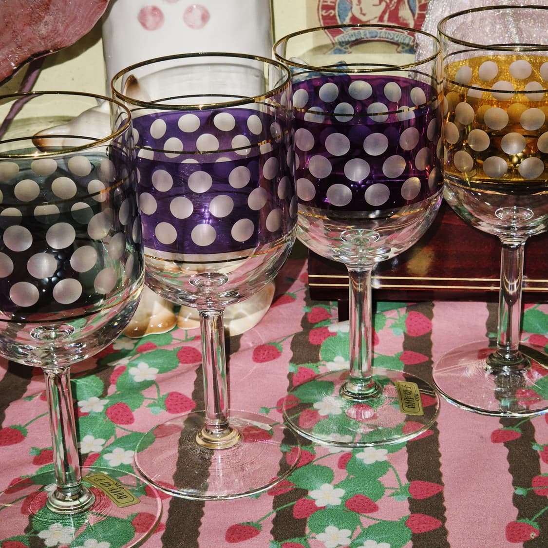 80s 오츠카 컬러 도트 애칭 고블렛 4p 세트 상품이미지5