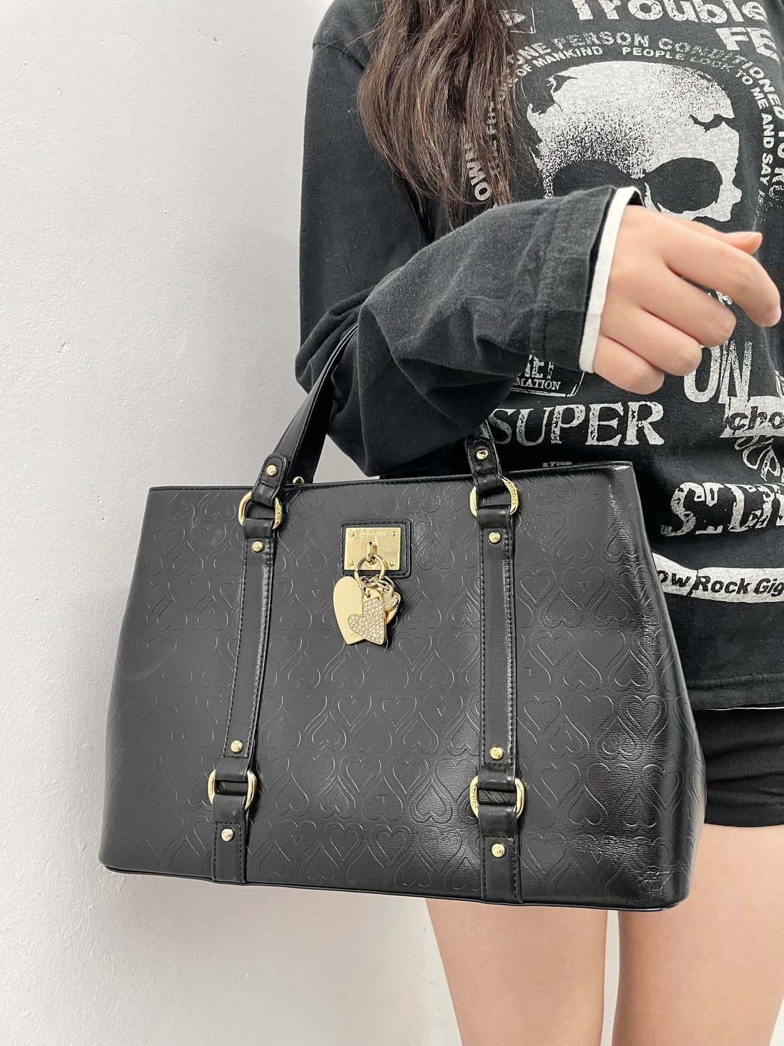 러브캣 하트 갸루 키링 토트백 상품이미지2