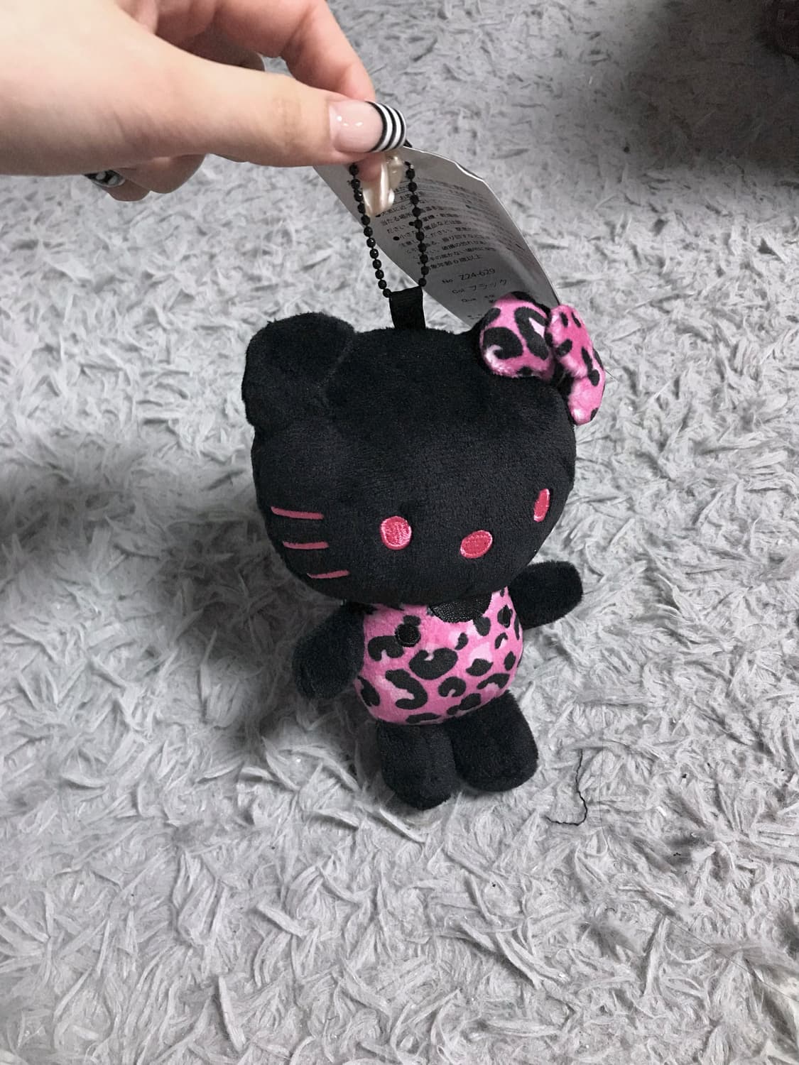 고전 일본 산리오 헬로키티 정품 블랙 갸루 호피 키링 양도 상품이미지2