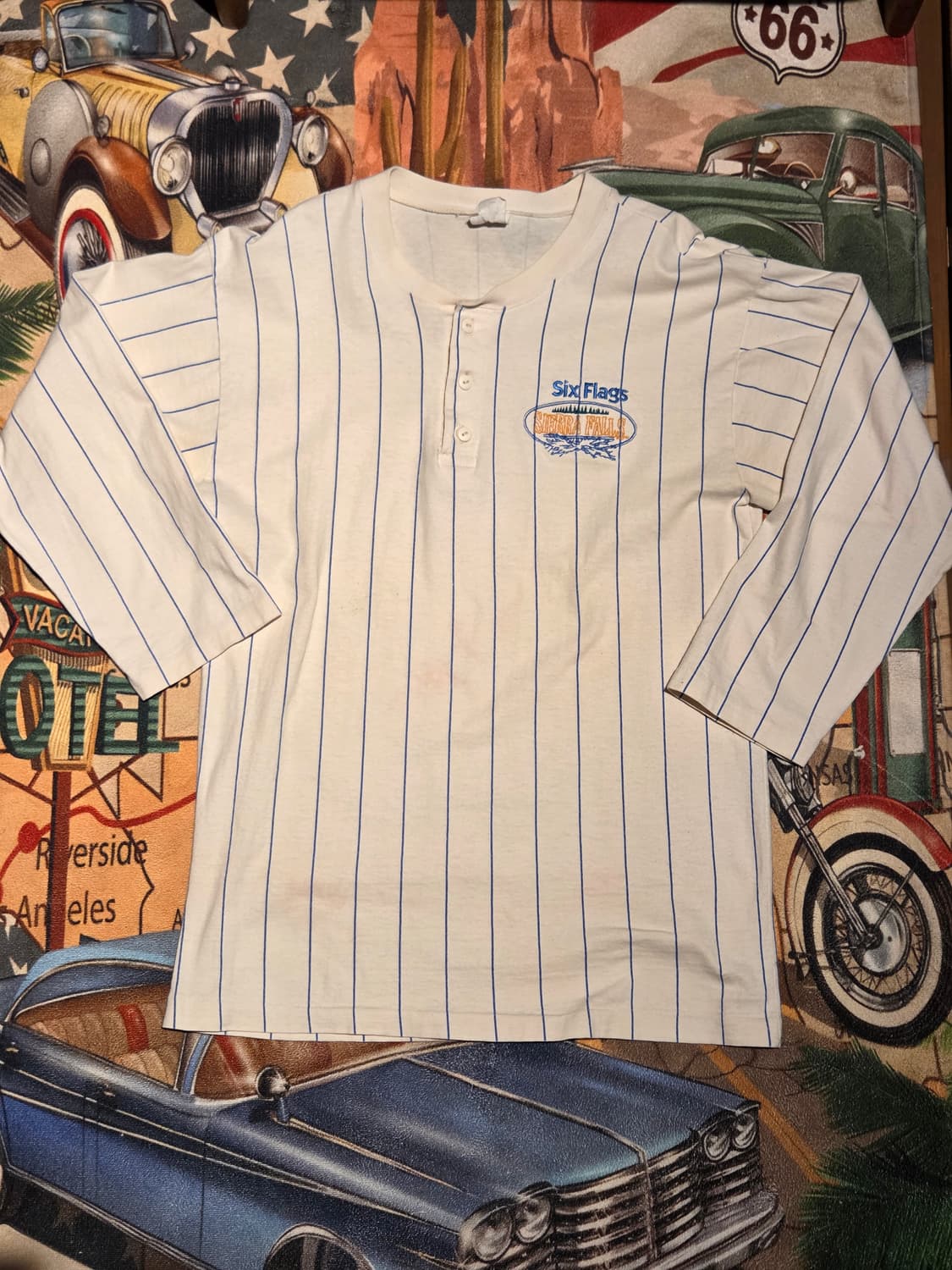 90's 식스플래그 어트랙션 네이비 셔츠 상품이미지1