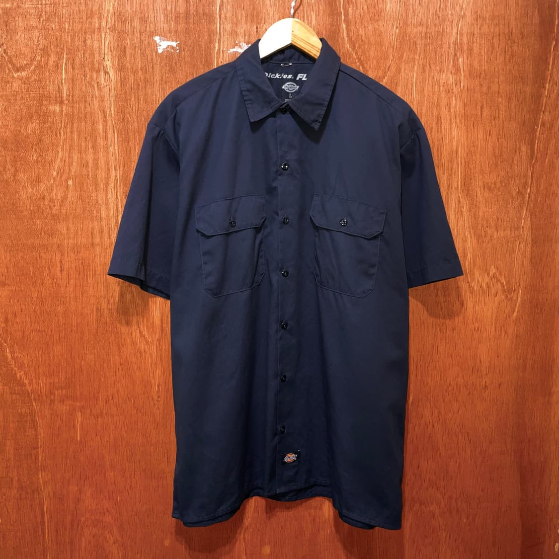 (L) Dickies 디키즈 반팔 워크 셔츠 네이비 상품이미지1