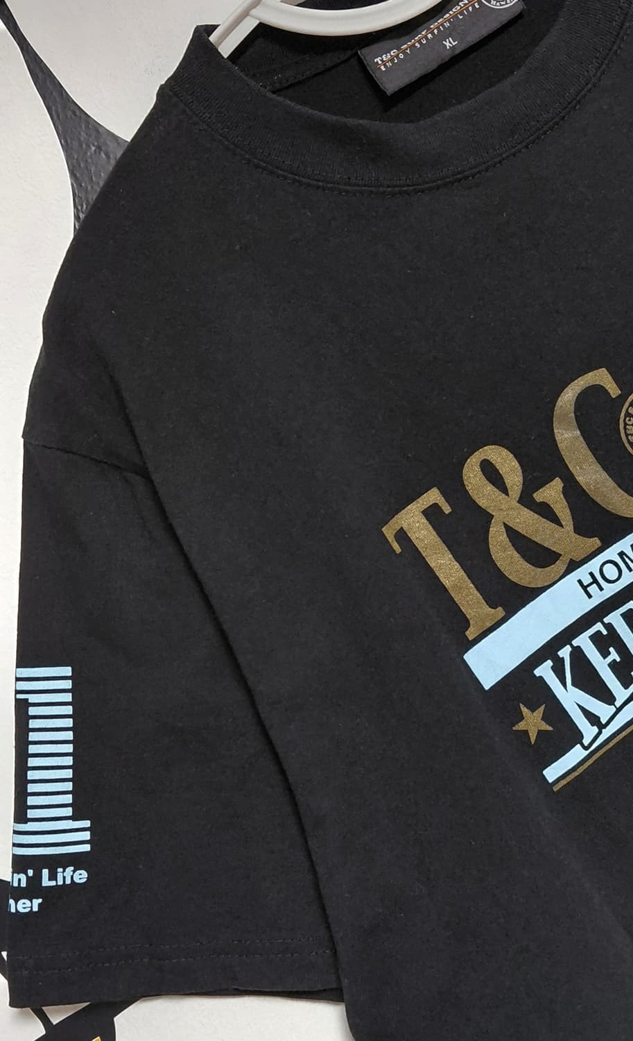 [XL] T&C 서프 디자인 하와이 오버핏 그래픽 반팔 티셔츠 블랙 상품이미지2
