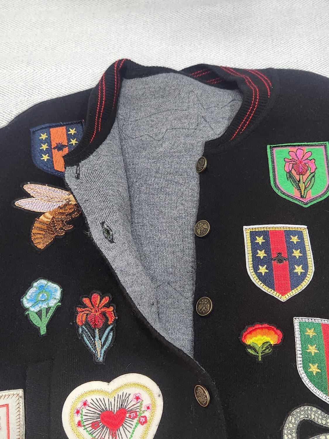 [F] 호랑이 패치 니트 자켓 봄버 여성 F사이즈 상품이미지5