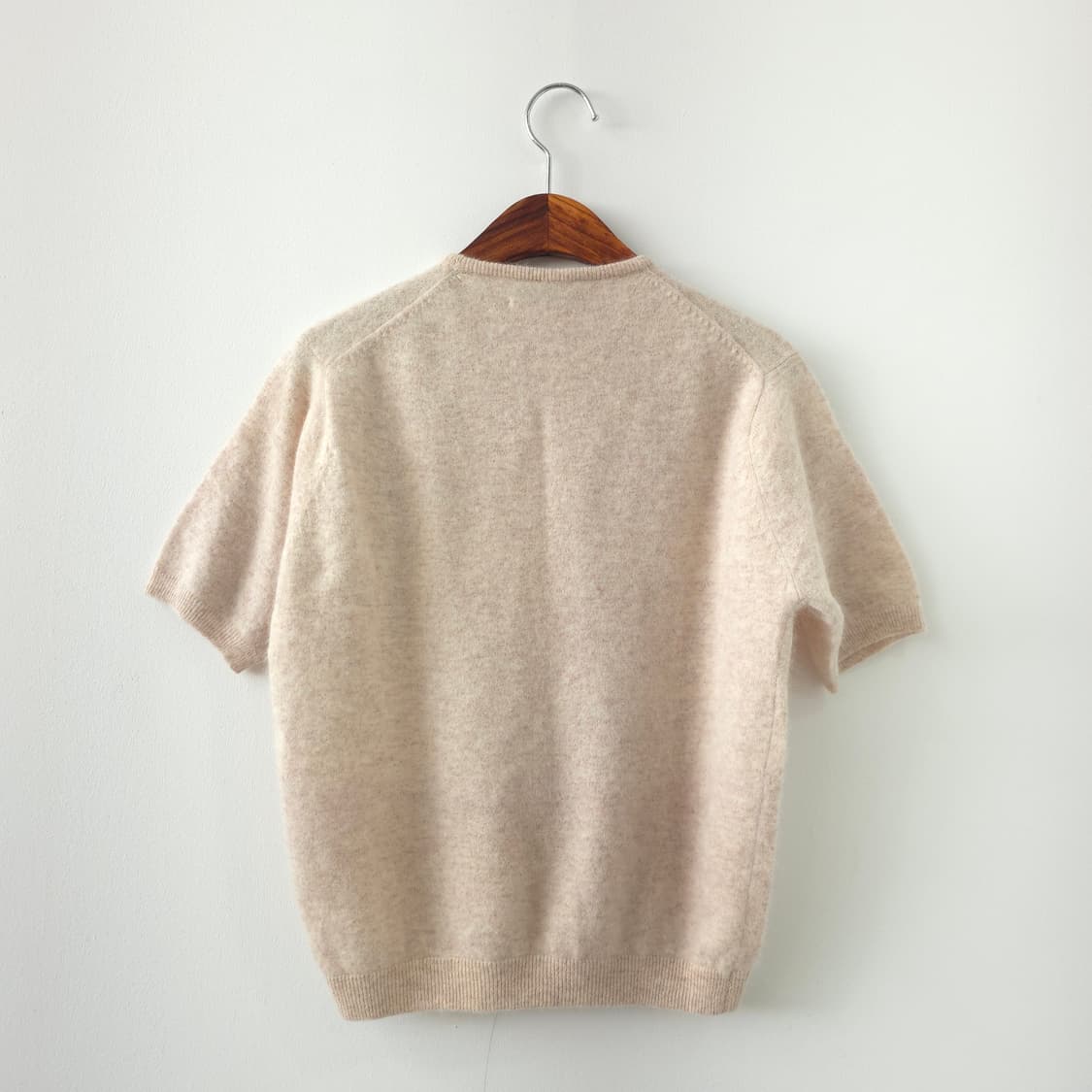 베이지 앙고라 블렌드 반팔 니트 상품이미지2