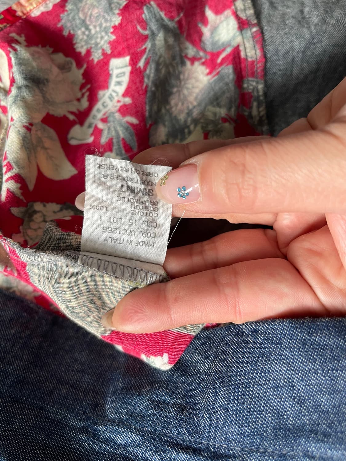 모스키노 빈티지 플라워 데님 셔츠 남방 꽃무늬 포인트 상품이미지5