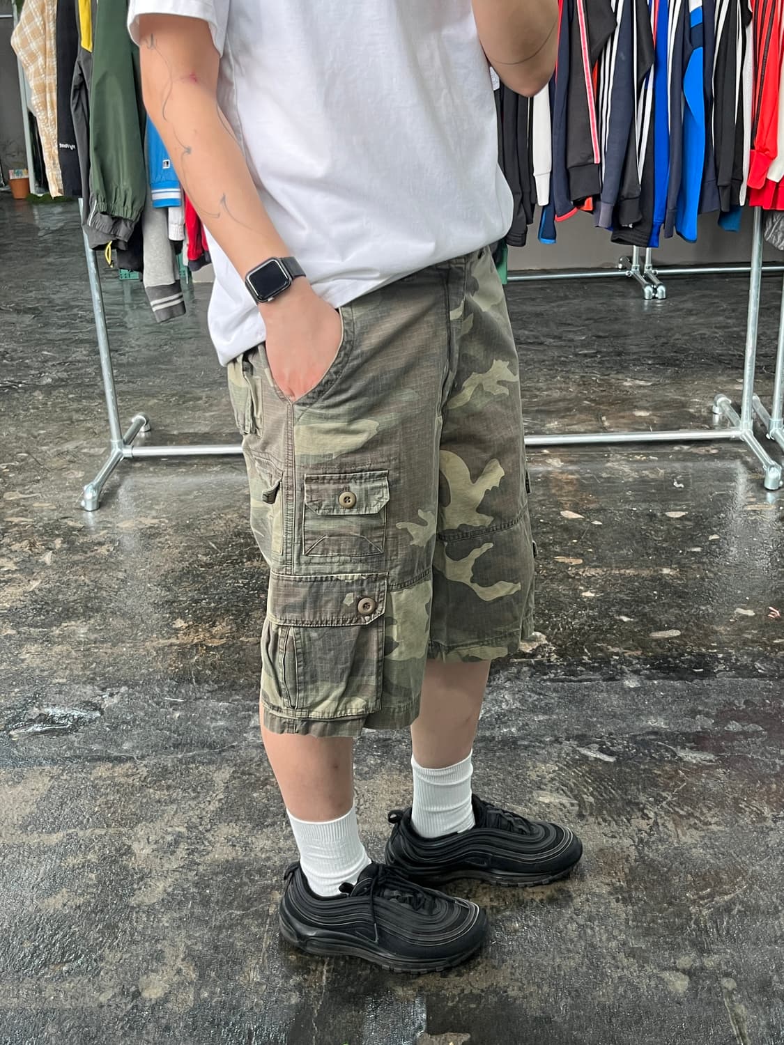 빈티지 카모플라주 카고 하프 팬츠 상품이미지3