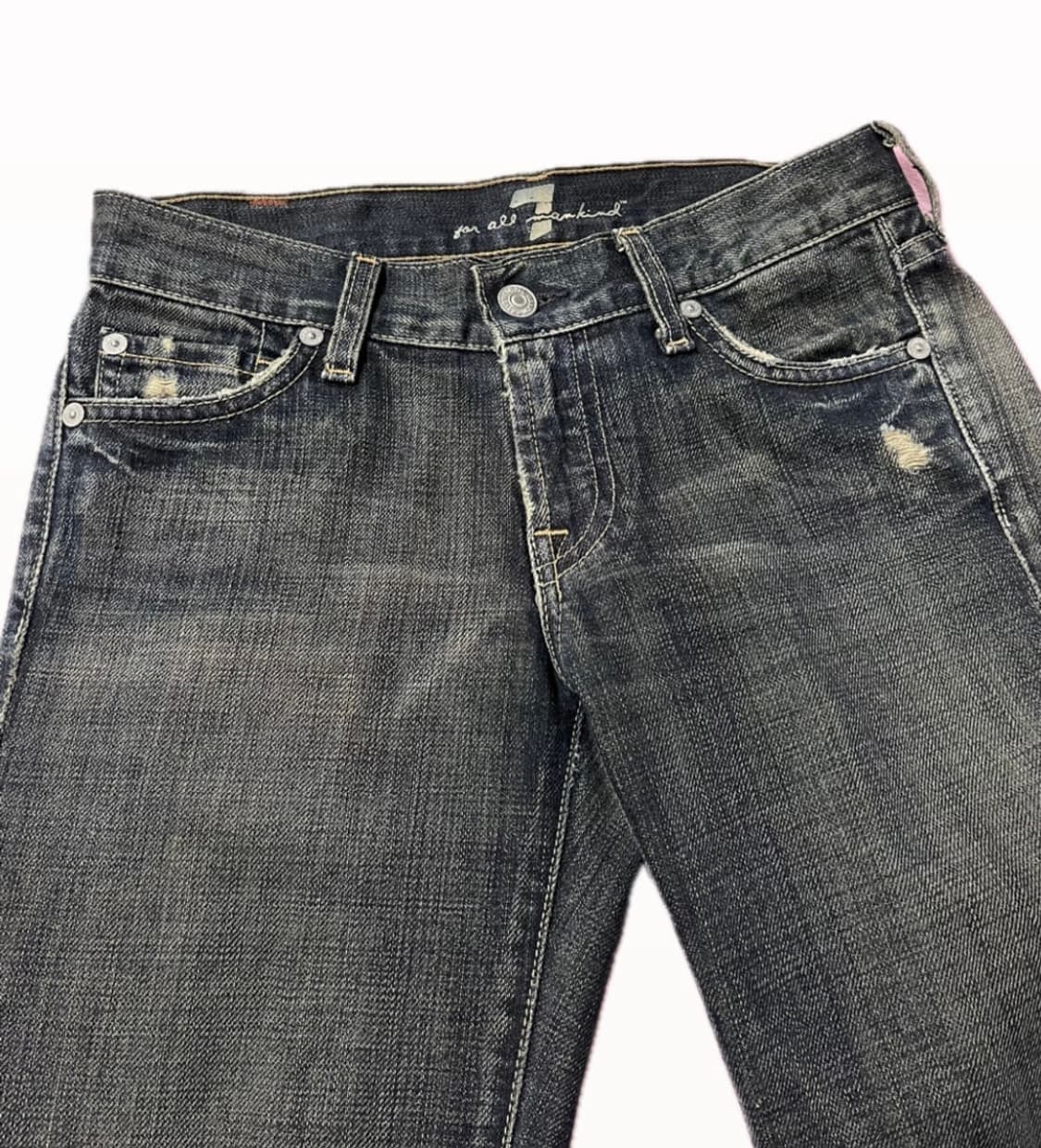 7 For All Mankind 데미지 워싱 로우라이즈 부츠컷 데님 상품이미지2