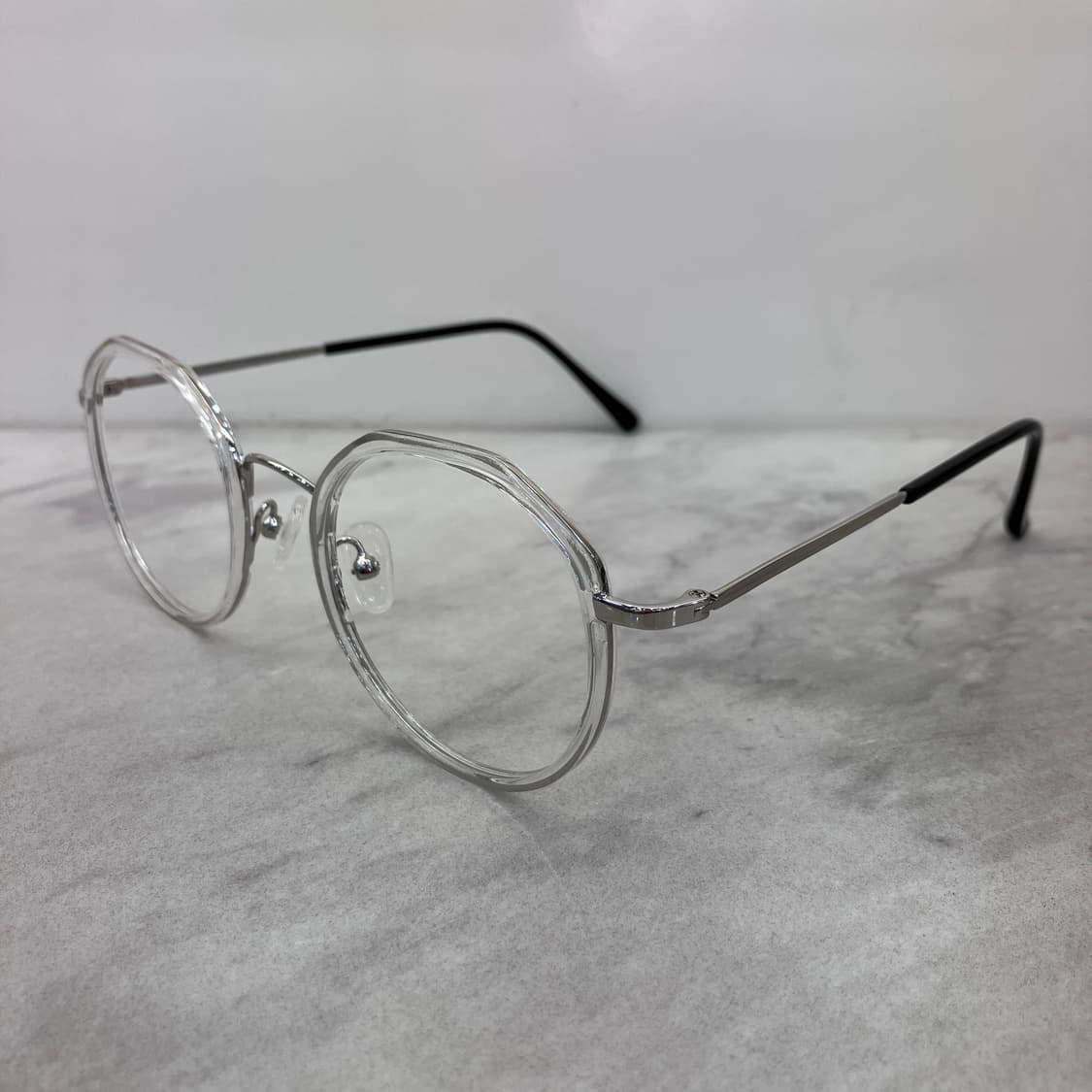 C40 FZ 실버 클리어 라운드 콤비 메탈테 안경 상품이미지7
