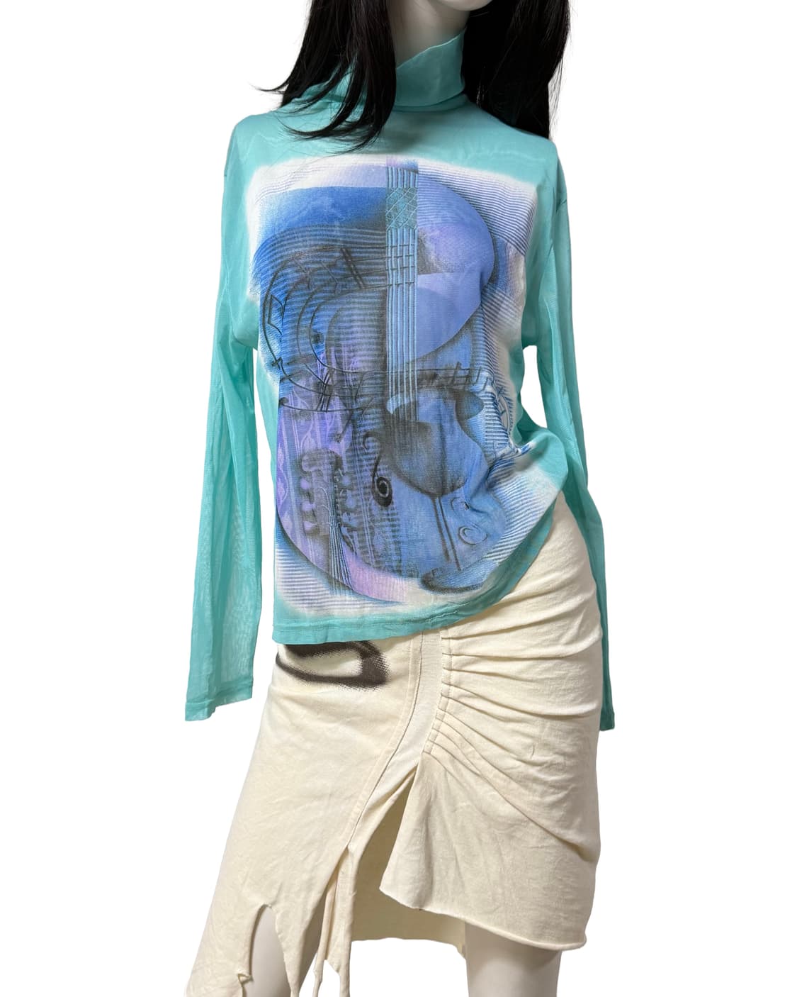 빈티지 y2k 매쉬 목폴라 탑 상품이미지2