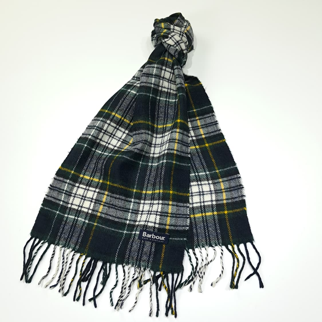 MX496 바버 00s 스코틀랜드판 울 드레스타탄 네이비 머플러 목도리 상품이미지2