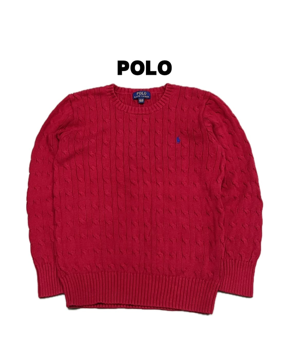 (L) 폴로 랄프로렌 주니어 꽈배기 케이블 니트 레드 상품이미지1