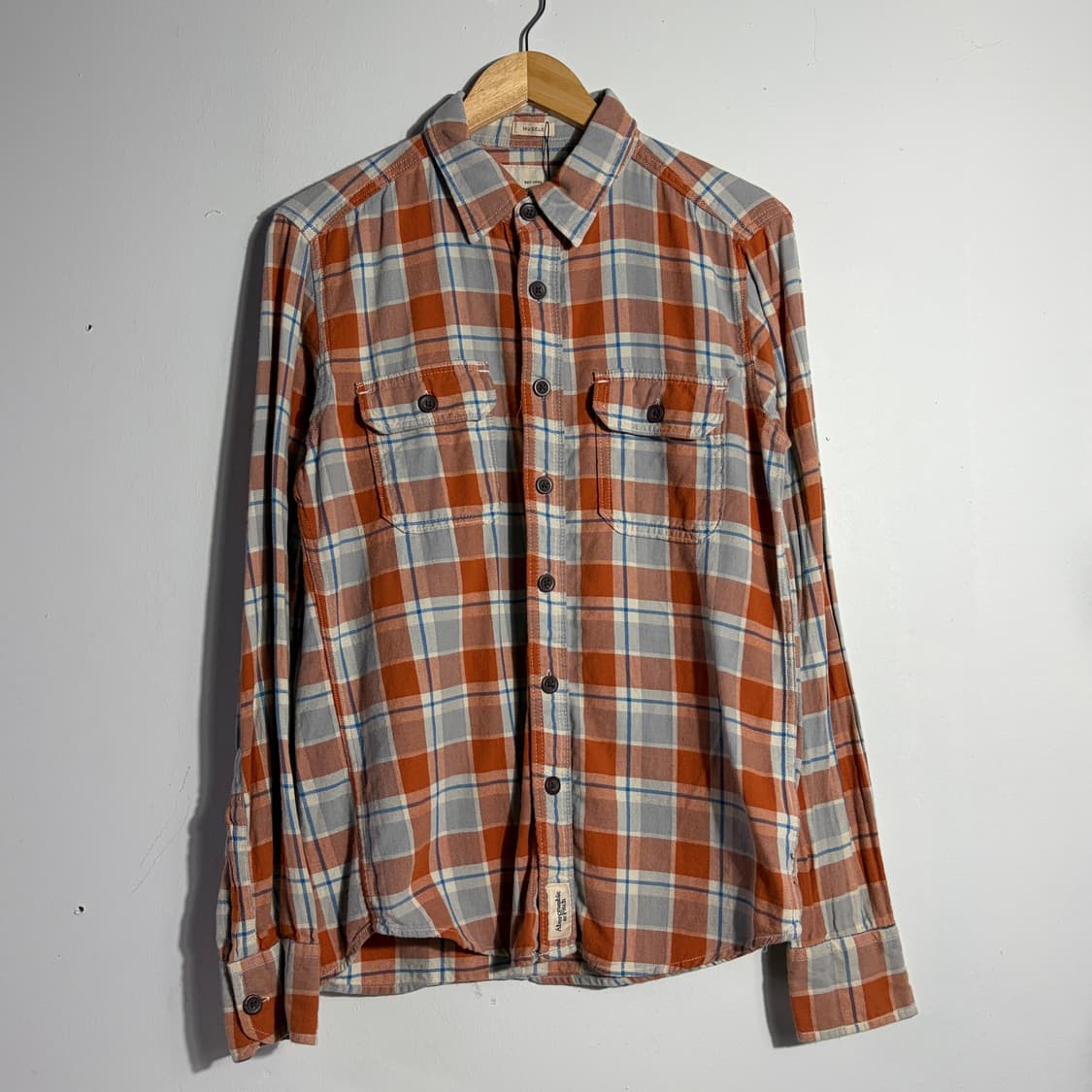 아베크롬비 빈티지 브릭 오렌지 체크 투포켓 셔츠 (무료배송) 상품이미지1