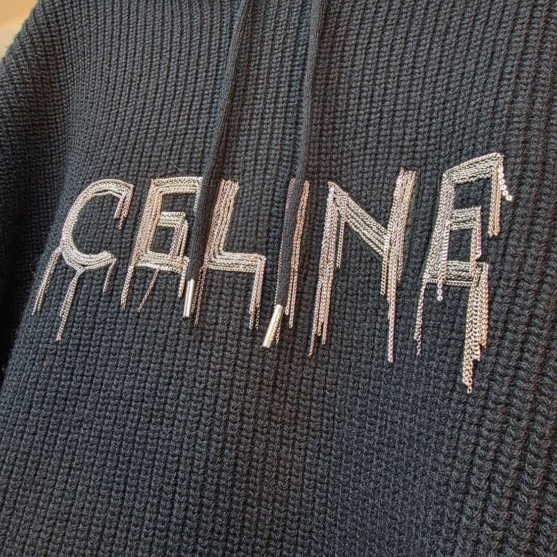 {클로젯}[XL]셀린느 체인로고 리브드 니트 후드티 상품이미지3