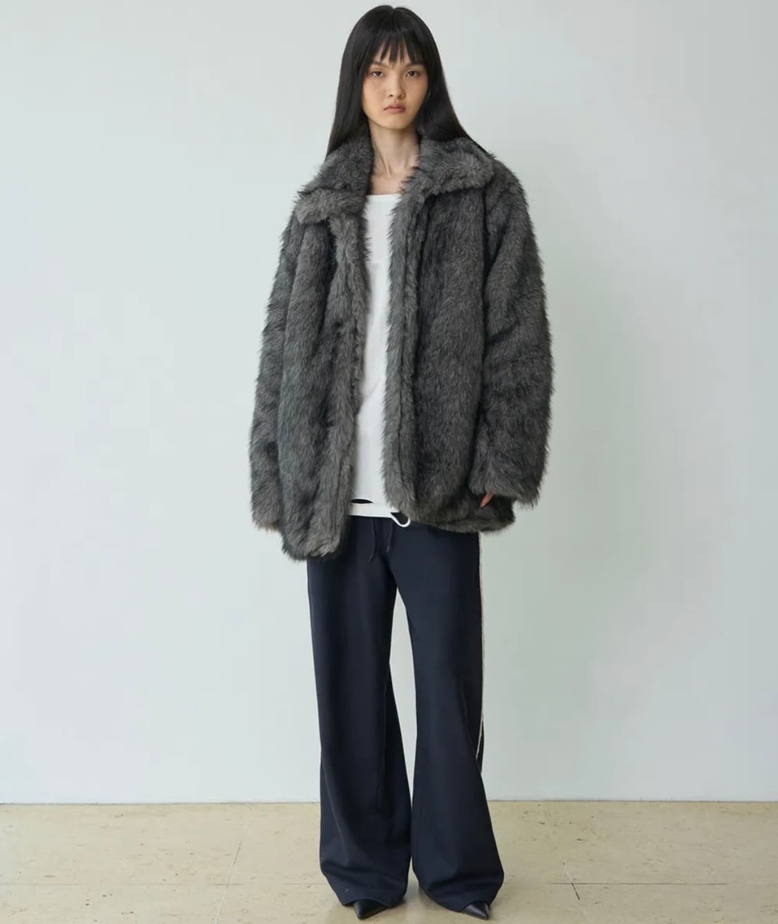 버클 롱 헤어 퍼 자켓 상품이미지4