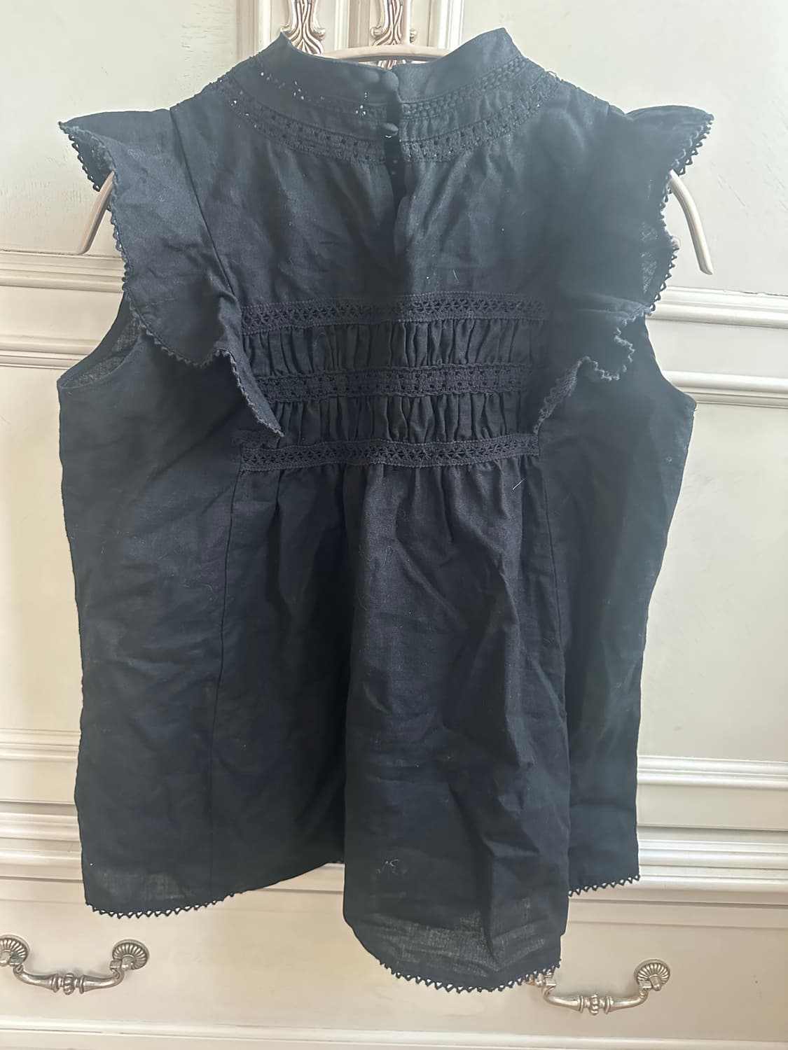 빈티지 블랙 레이스 민소매 블라우스 상품이미지3