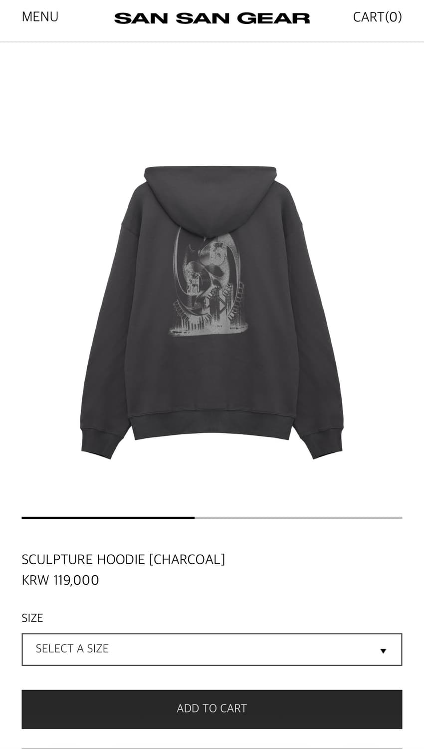 산산기어 SCULPTURE HOODIE(챠콜) 4size 상품이미지2
