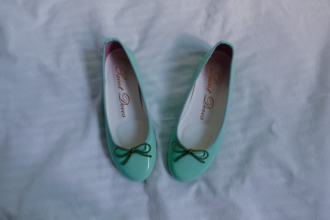 Glossy mint ribbon flat shoes 상품이미지2