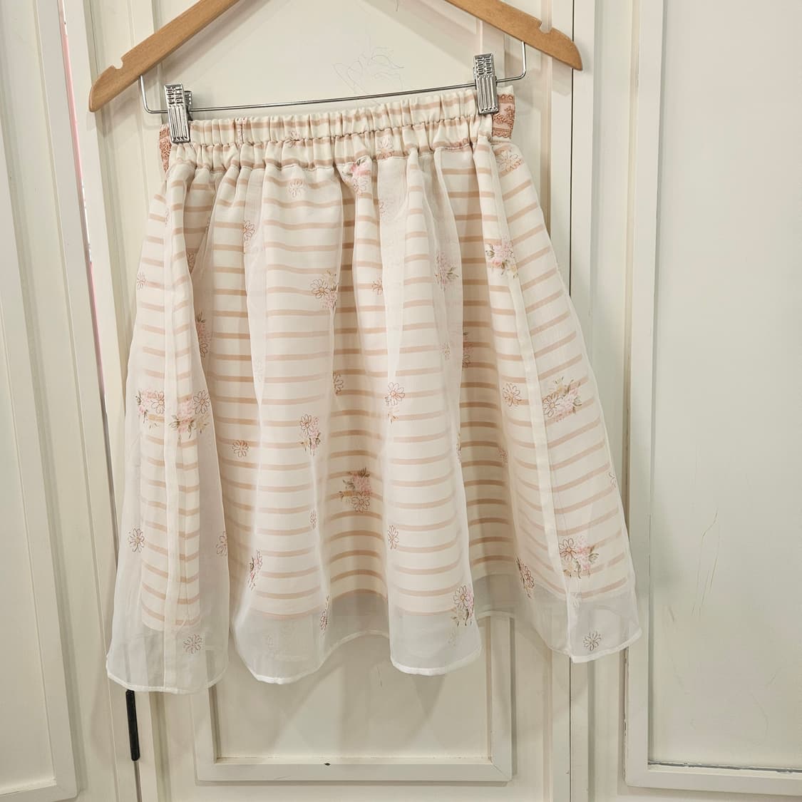 스트라이프 플라워 쉬폰 스커트 상품이미지3