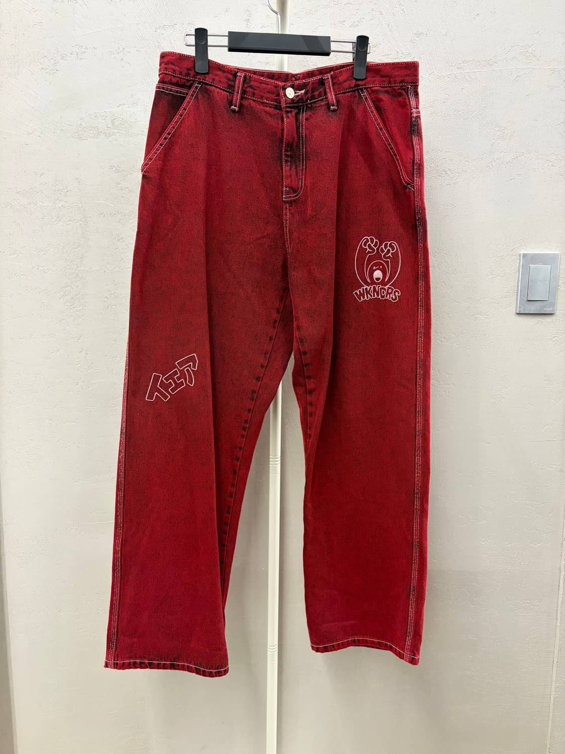 WKNDRS 레드 데님 팬츠 L 상품이미지2