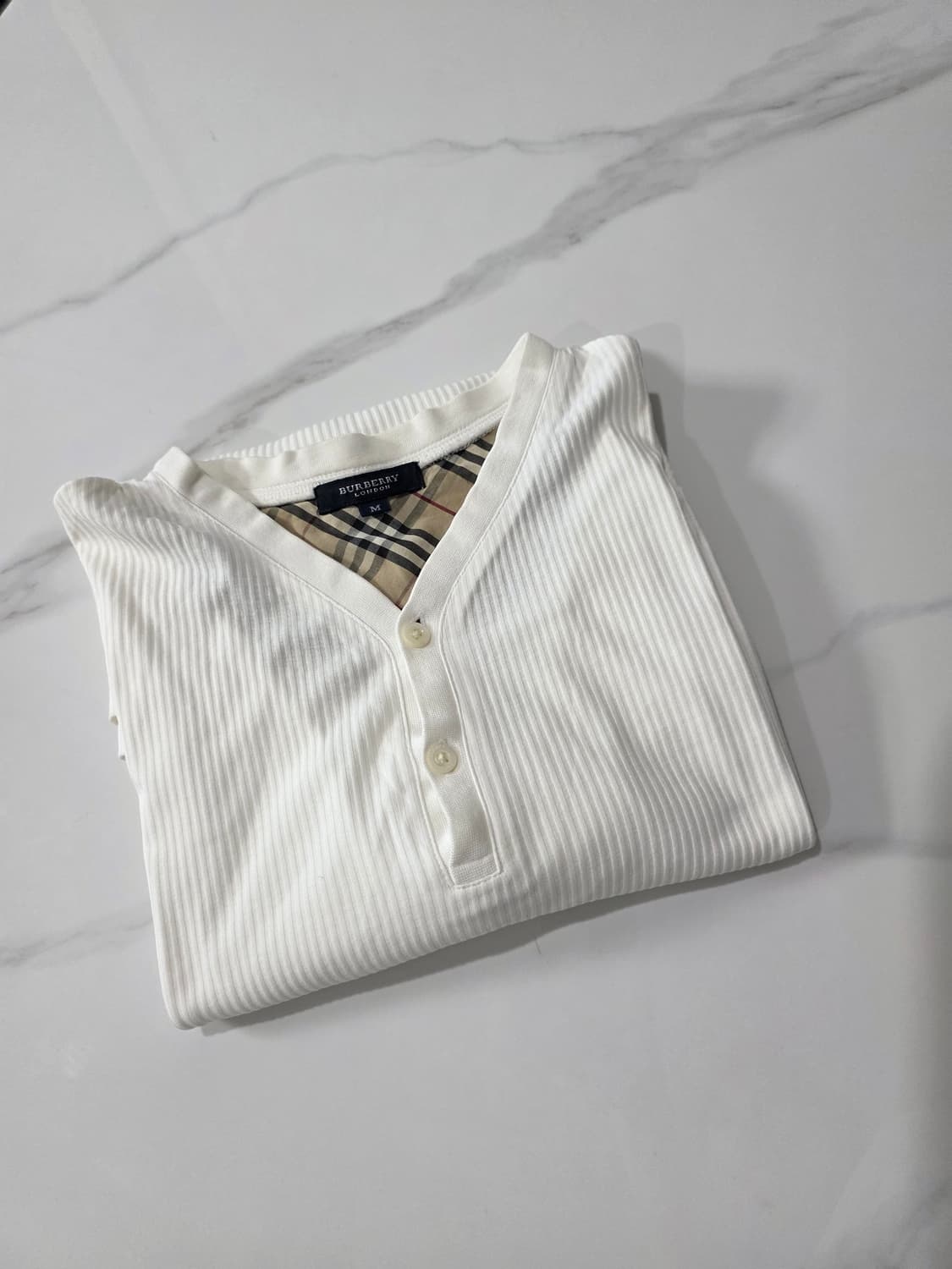Burberry/화이트 골지 티셔츠 상품이미지3