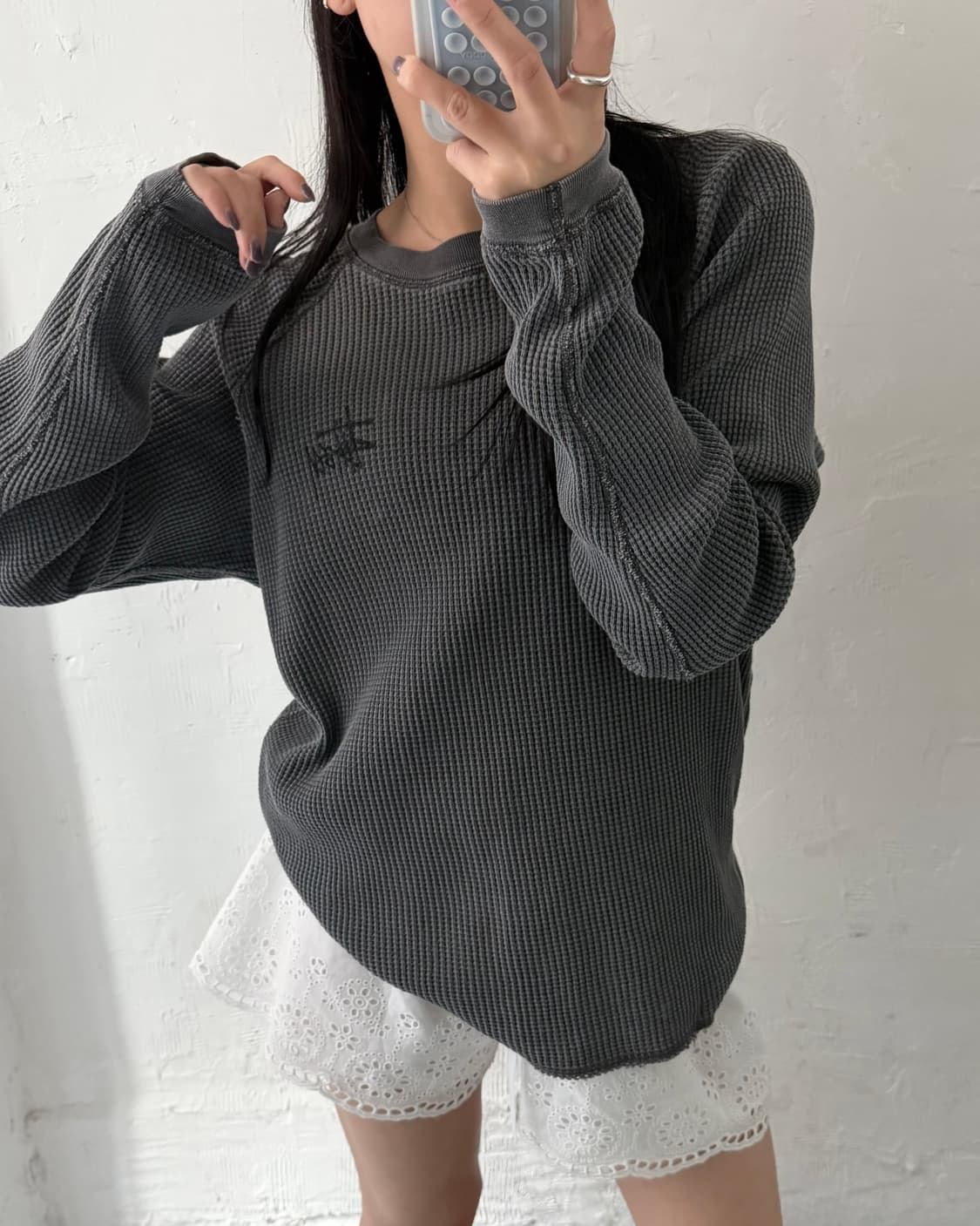 Stussy 스투시 와플 슬리브 차콜컬러 상품이미지2