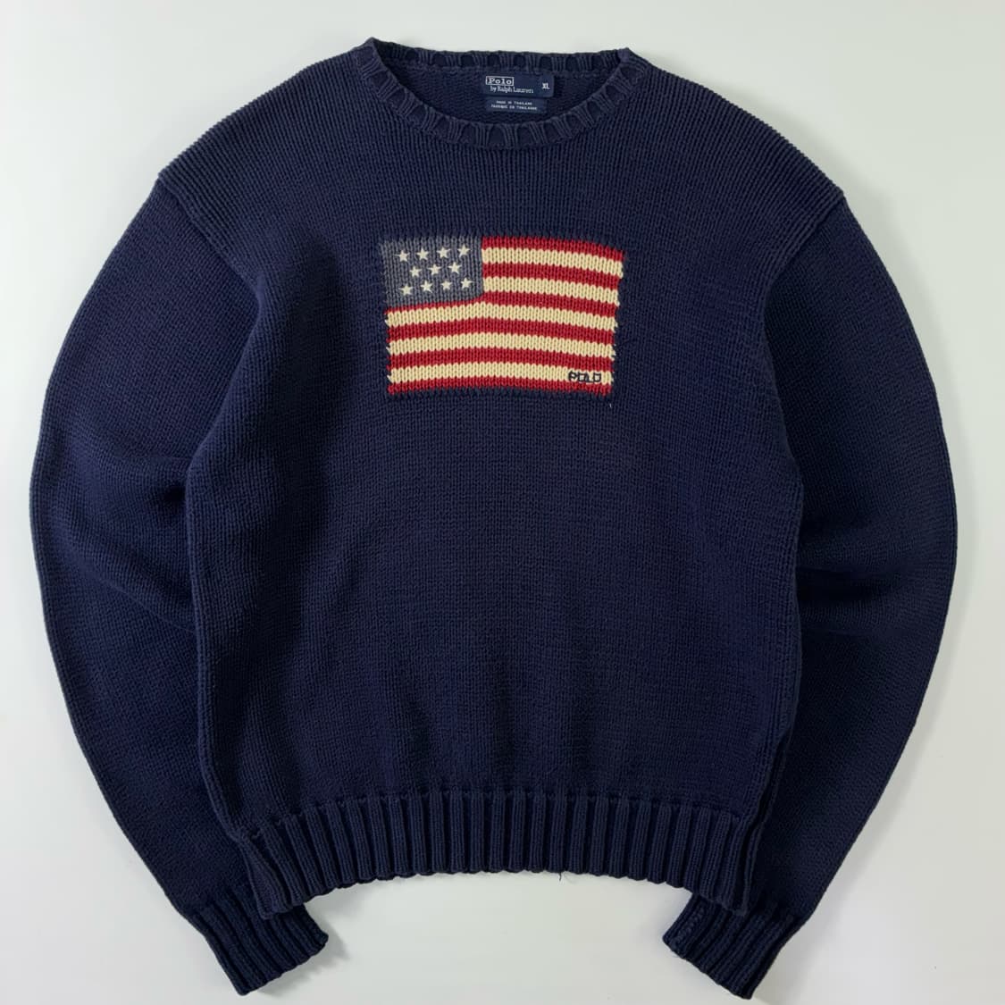 Polo  폴로 랄프로렌 90,s 헤비코튼 네이비 성조기 니트 상품이미지1