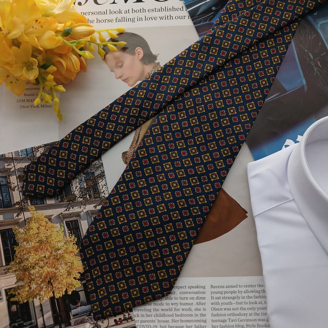 타이랙 실크 네이비 지오메트릭 넥타이 9.5cm A등급 A18708
 상품이미지2