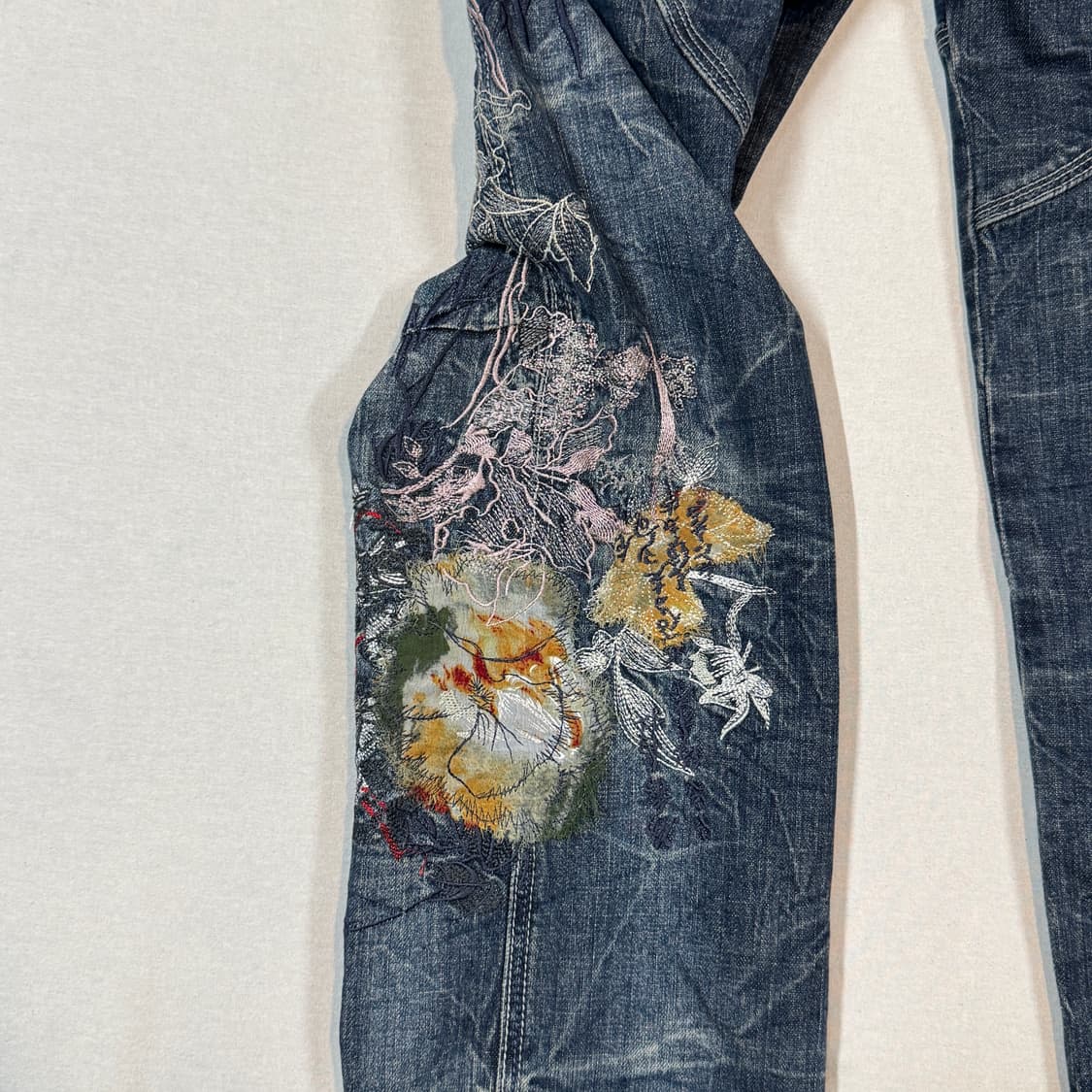 28inch) JPN 일본빈티지 자수 패치워크 데님 팬츠 상품이미지3