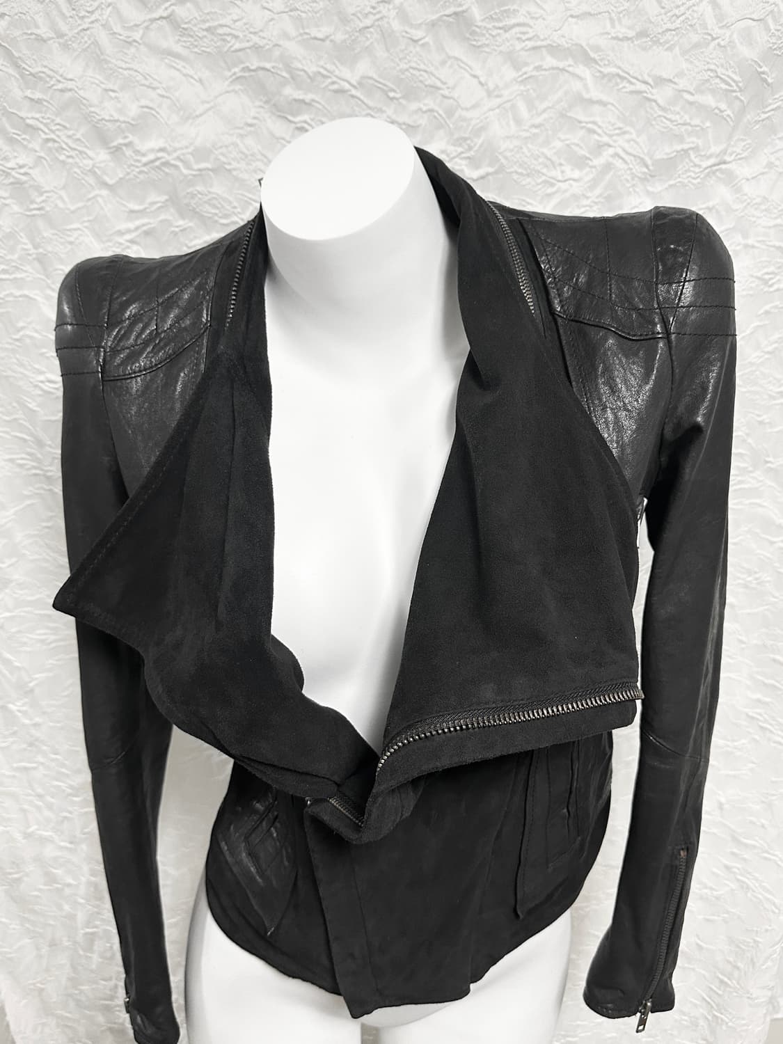 빈티지 3-way 더블 지퍼 쉽스킨 양가죽 레더 자켓 상품이미지6