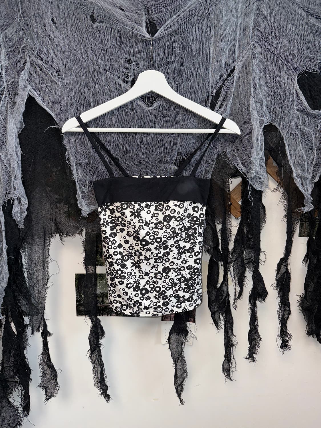 Black & white floral cotton sleeveless 상품이미지4