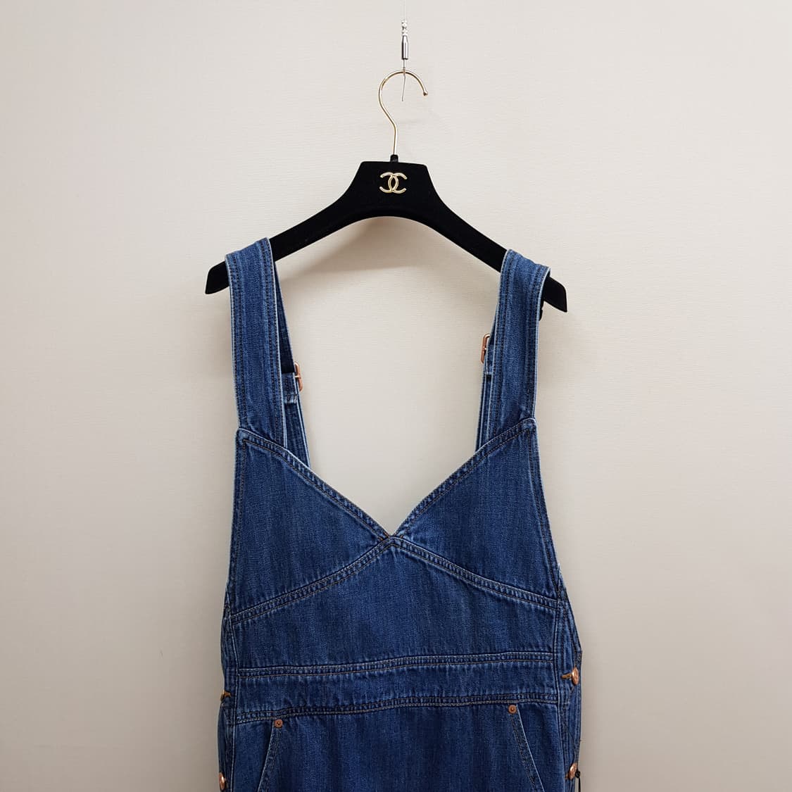 럭키슈에뜨 쟈뎅드 데님 멜빵 롱원피스 38사이즈 (택달린새제품) 상품이미지3