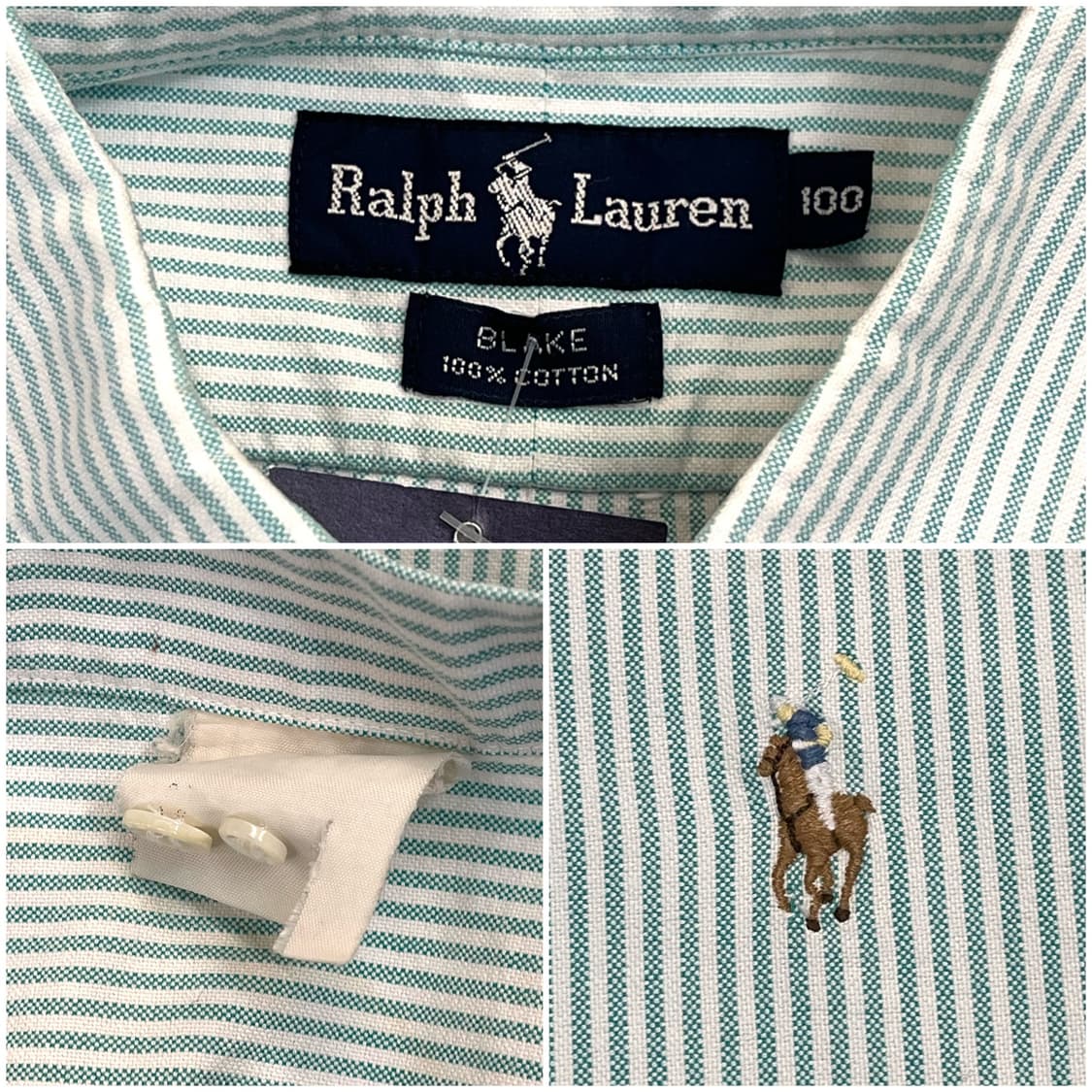 폴로 랄프로렌 스트라이프 반팔 셔츠 그린 100 #csz3347  상품이미지3