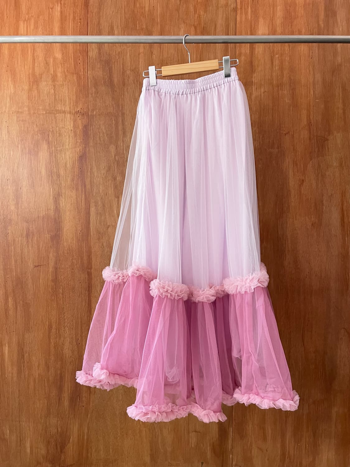 Pink layered tulle maxi skirt 상품이미지4