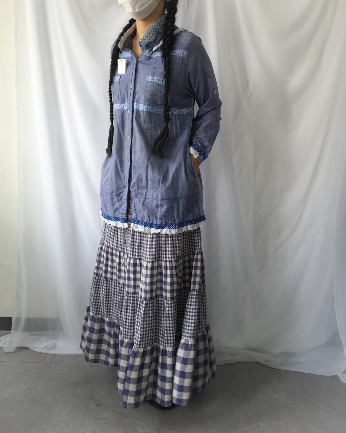 Dot pattern trimming high neck hood jack 상품이미지9