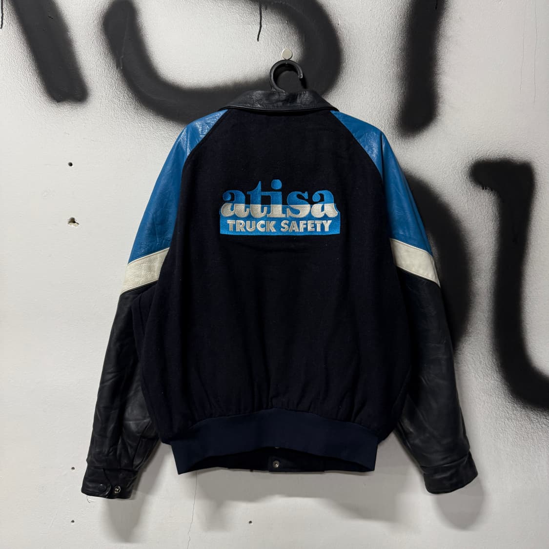 VTG 빈티지 빅사이즈 올드스쿨 소가죽 레더암 퀼팅 바시티 자켓 상품이미지1