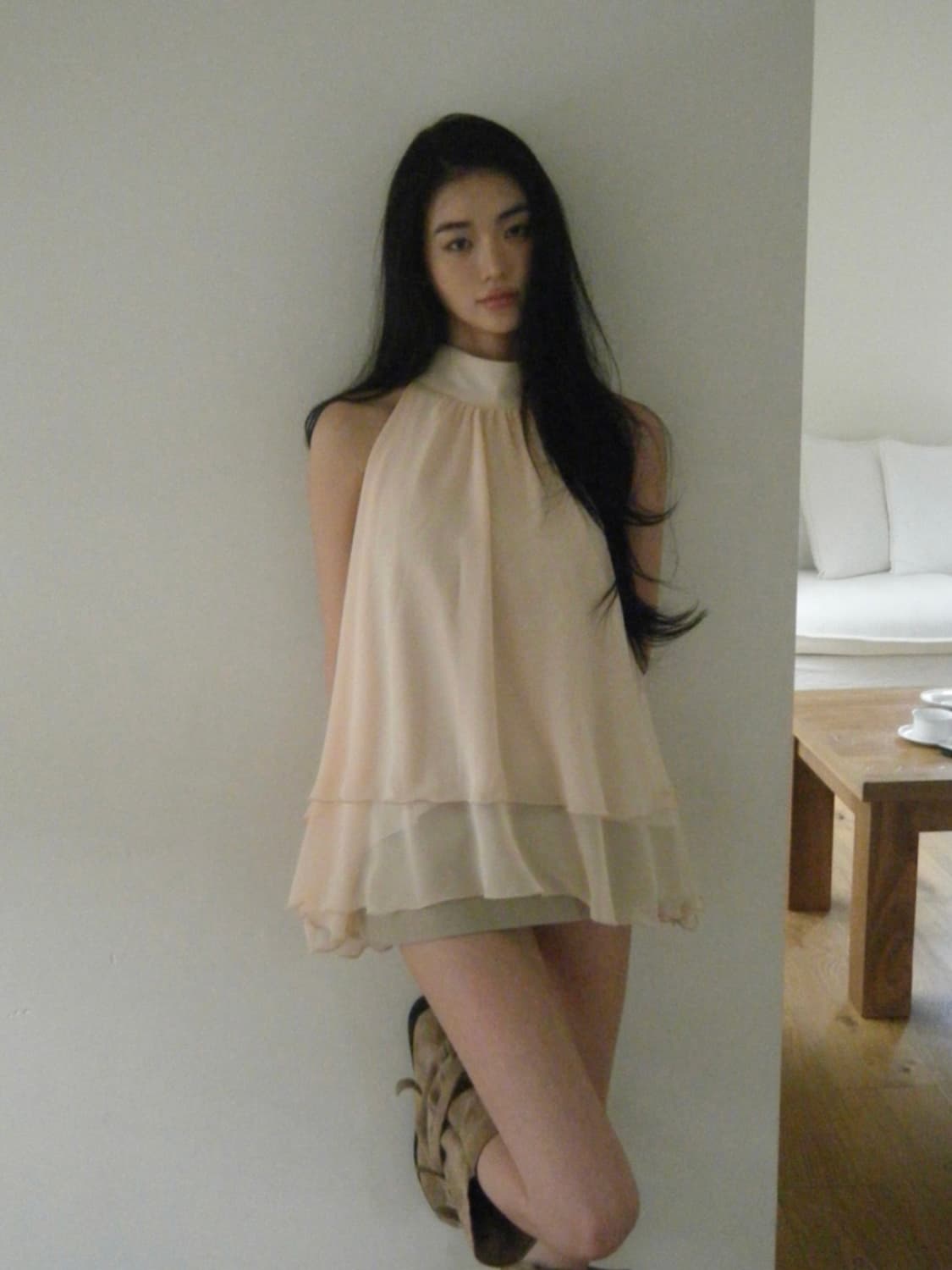 씨어 seer melted heart blouse_peach beige 상품이미지4