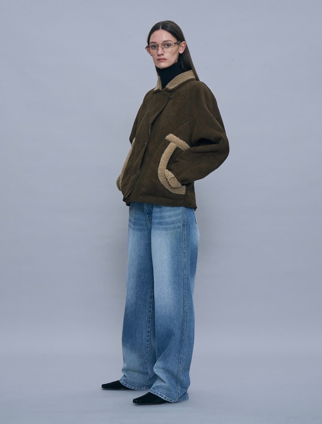 파르티멘토 우먼 스웨이드 쉬얼링 코트 무스탕 브라운 (실사 o) 상품이미지5