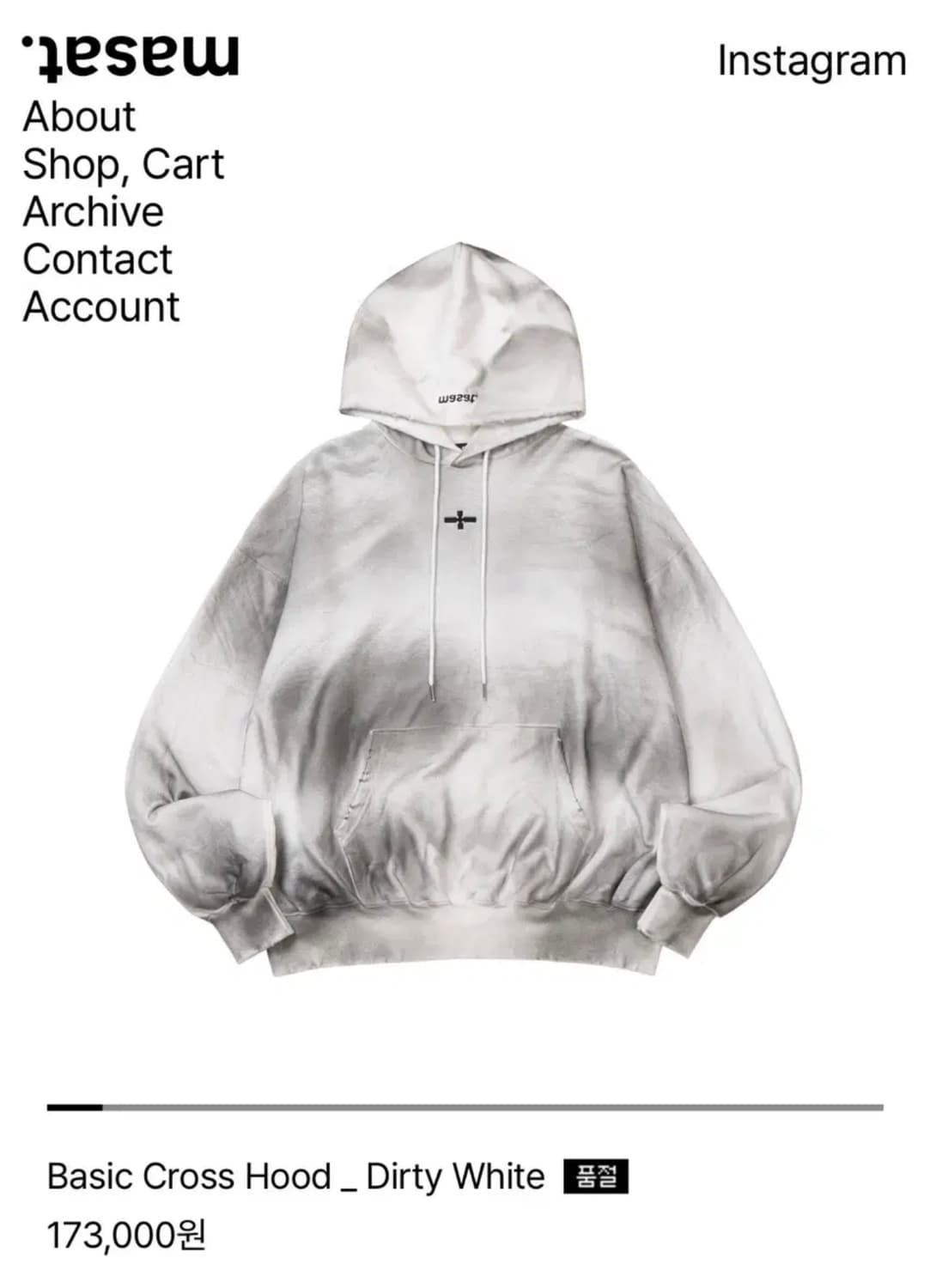 [새제품/1] 마사트 Basic Cross Hood (정가이하판매) 상품이미지1