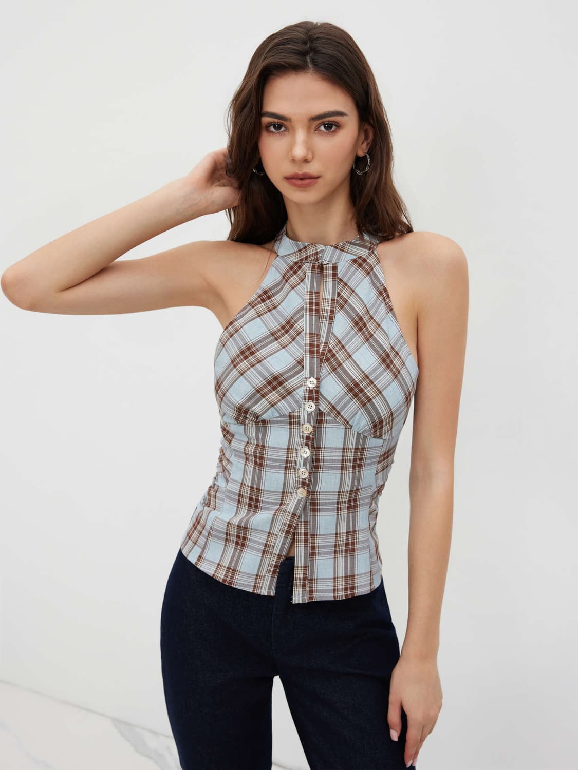 샵사이다 checked halter tank top 상품이미지4