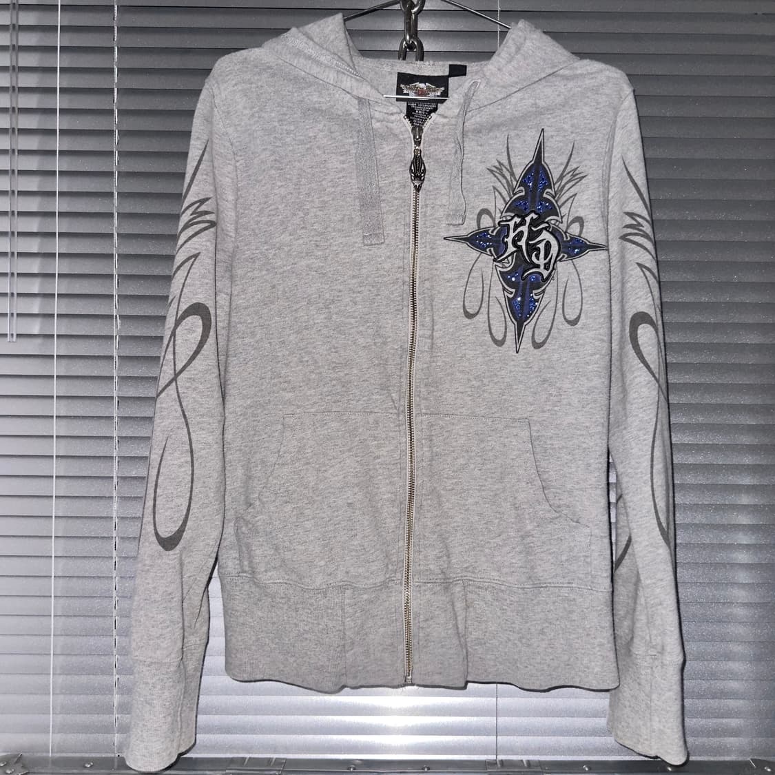 2009 할리데이비슨 블루 블링 & 플레임 후드 집업 상품이미지2