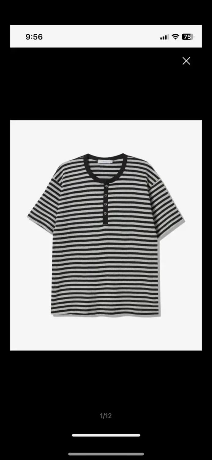 스트라이프 헨리넥 반팔 티셔츠 상품이미지1